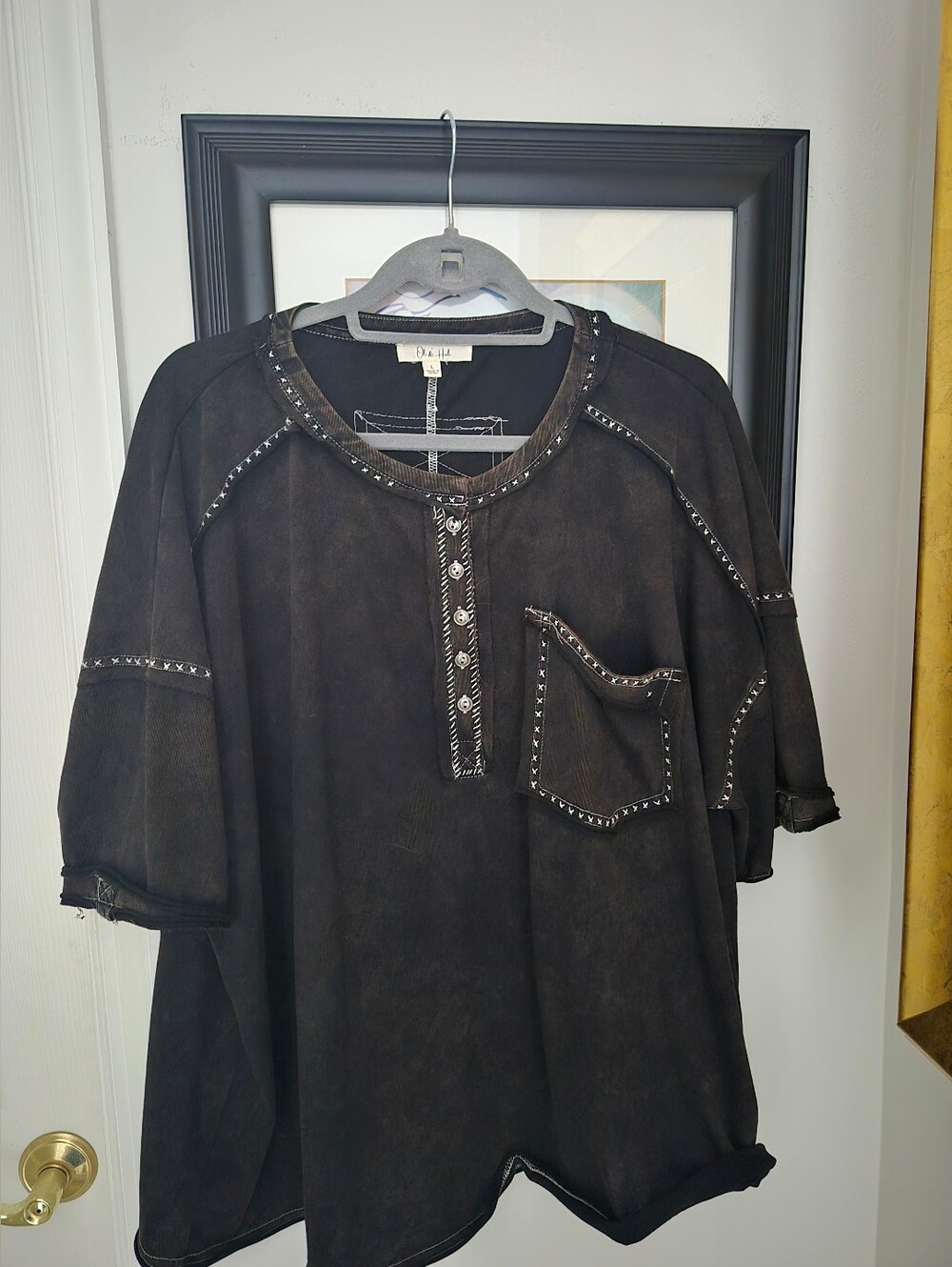 Oli &Hali Black Stone Washed Tunic Sz L